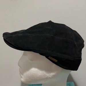 Stetson Pig Suede Leather Black Newsboy Cap Size Large